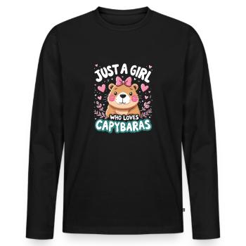 Just A Girl Loves Capybaras Capybara Lovers - Men's Premium Organic Long Sleeve Shirt - black - Front - Nico (187cm)