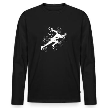 Sprinter Colorsplash Sprintender Sprint - Männer Premium Bio Langarmshirt - Schwarz - Vorne - Nico (187cm)