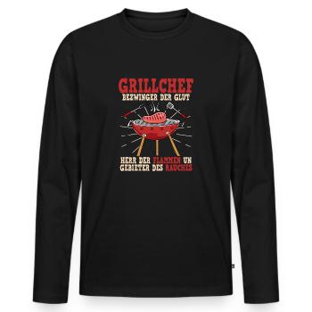 Grillchef Bezwinger Der Glut Herr Der Flammen - Männer Premium Bio Langarmshirt - Schwarz - Vorne - Nico (187cm)
