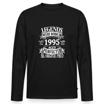 Legends Were Born in 1995" - Vintage Aged - Men's Premium Organic Long Sleeve Shirt - black - Front - Nico (187cm)