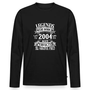 Legends Were Born in 2004" - Vintage Aged - Men's Premium Organic Long Sleeve Shirt - black - Front - Nico (187cm)