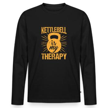 Fitness Fanatics Kettlebell Is My Therapy - Men's Premium Organic Long Sleeve Shirt - black - Front - Nico (187cm)