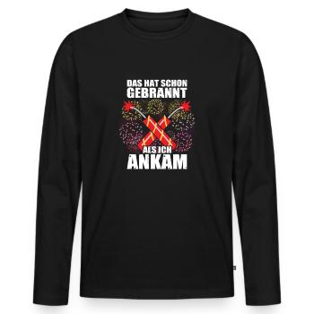 Hat schon gebrannt Pyrotechniker Böllern Feuerwerk - Männer Premium Bio Langarmshirt - Schwarz - Vorne - Nico (187cm)