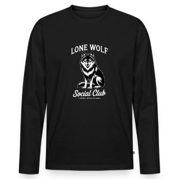 Wolf - Männer Premium Bio Langarmshirt - Schwarz - Vorne - Nico (187cm)