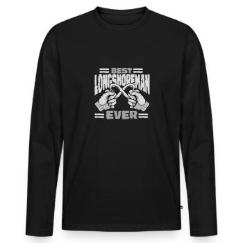 Hafenarbeiter Best Longshoreman Ever - Männer Premium Bio Langarmshirt - Schwarz - Vorne - Nico (187cm)