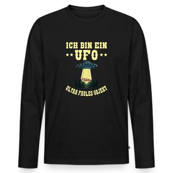 Ich Bin Ein UFO Ultra Faules Objekt Faultier Alien - Männer Premium Bio Langarmshirt - Schwarz - Vorne - Nico (187cm)