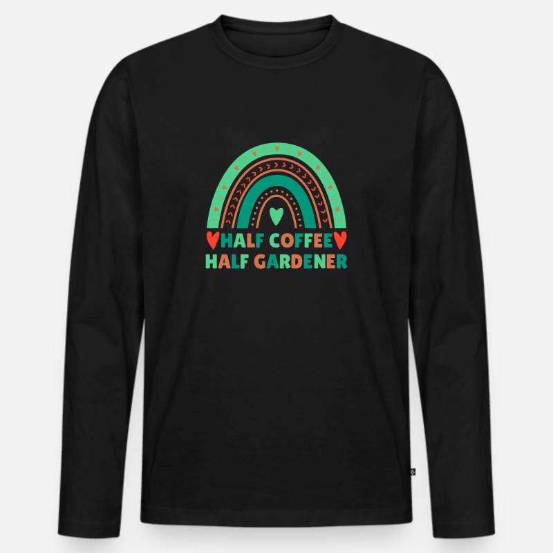 Kaffee Gärtner Spruch Design - Männer Premium Bio Langarmshirt - Schwarz