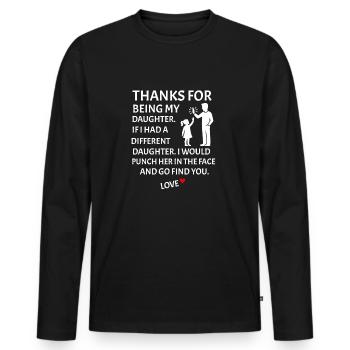 Merci d’être ma fille, père-fille - T-shirt manches longues Premium bio Homme - noir - Devant - Nico (187cm)