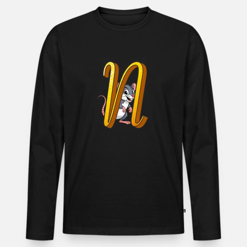 BUCHSTABE N - Männer Premium Bio Langarmshirt - Schwarz