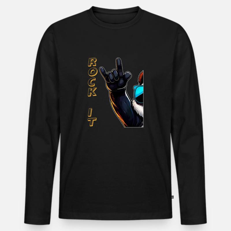 ROCK IT - Männer Premium Bio Langarmshirt - Schwarz