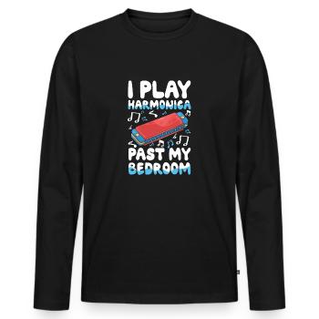 Ich Spiele Mundharmonika Jenseits Meines - Männer Premium Bio Langarmshirt - Schwarz - Vorne - Nico (187cm)