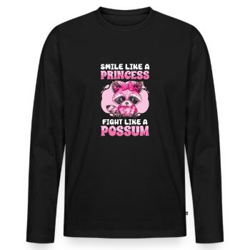 Drôle mignon raton laveur sauvage Mème - T-shirt manches longues Premium bio Homme - noir - Devant - Nico (187cm)
