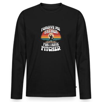 Pardonne-moi Père Baseball Pitcher Flame Design - T-shirt manches longues Premium bio Homme - noir - Devant - Nico (187cm)