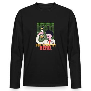 Soil Science Soil Scientist Father - Men's Premium Organic Long Sleeve Shirt - black - Front - Nico (187cm)