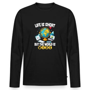 Geographic Information Systems The World Is Wide - Men's Premium Organic Long Sleeve Shirt - black - Front - Nico (187cm)
