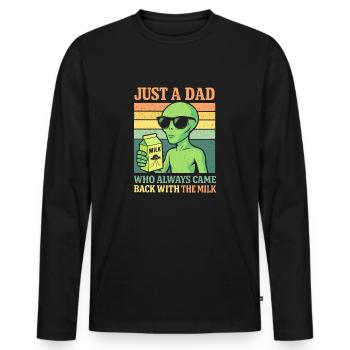 Juste un papa qui revenait toujours, papa extraterrestre - T-shirt manches longues Premium bio Homme - noir - Devant - Nico (187cm)