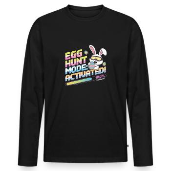 Egg Hunt Mode: Aktiviert - Osterhasen-Spaß für - Männer Premium Bio Langarmshirt - Schwarz - Vorne - Nico (187cm)