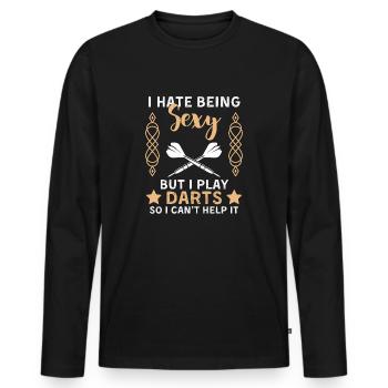 Lustiger Dart Spruch für Dartspieler - Männer Premium Bio Langarmshirt - Schwarz - Vorne - Nico (187cm)