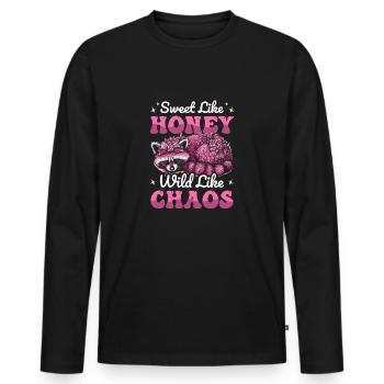 Drôle mignon raton laveur sauvage Mème - T-shirt manches longues Premium bio Homme - noir - Devant - Nico (187cm)