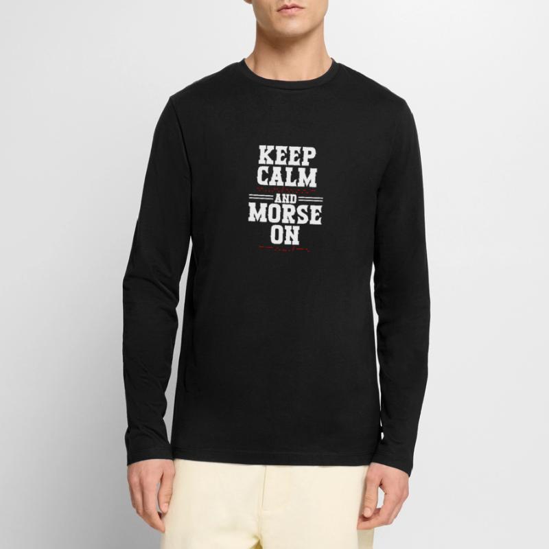 Morsecode Morse Code Keep Calm And Morse On Männer Premium Bio Langarmshirt