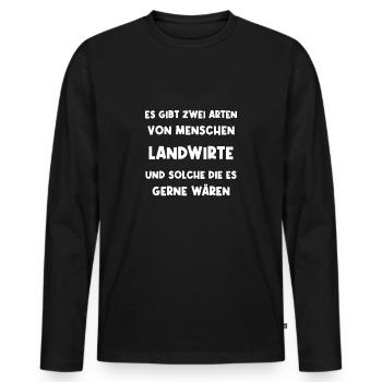 Fermier Fermier Fermier Drôle - T-shirt manches longues Premium bio Homme - noir - Devant - Nico (187cm)