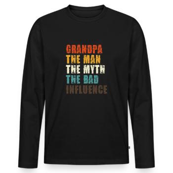 Grand-père L’homme Le mythe La mauvaise influence - T-shirt manches longues Premium bio Homme - noir - Devant - Nico (187cm)