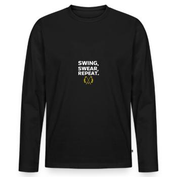 SWING SWEAR REPEAT - Men's Premium Organic Long Sleeve Shirt - black - Front - Nico (187cm)