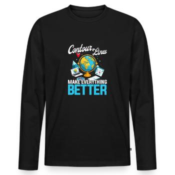Geographic Information Systems Contur Lines - Men's Premium Organic Long Sleeve Shirt - black - Front - Nico (187cm)