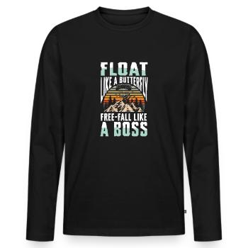 Schwebe Wie Ein Schmetterling, Freier Fall Wie - Männer Premium Bio Langarmshirt - Schwarz - Vorne - Nico (187cm)