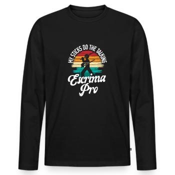 Escrima Arnis Arts Martiaux Mes bâtons parlent d’armes - T-shirt manches longues Premium bio Homme - noir - Devant - Nico (187cm)