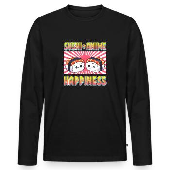 Kawaii Cuisine japonaise Anime Manga Otaku Sushi - T-shirt manches longues Premium bio Homme - noir - Devant - Nico (187cm)