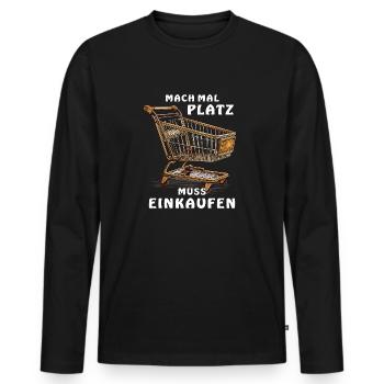 PANIER D’ACHAT FAIRE DE LA PLACE DOIT FAIRE SES ACHATS - T-shirt manches longues Premium bio Homme - noir - Devant - Nico (187cm)