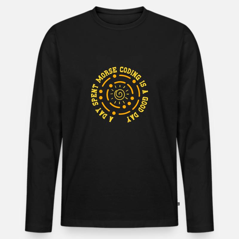 Morsecode Code Morse Une journée passée à coder Morse T-shirt manches longues Premium bio Homme