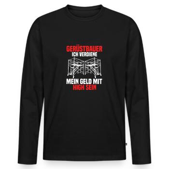 Échafaudage Craftsman Set d’échafaudage - T-shirt manches longues Premium bio Homme - noir - Devant - Nico (187cm)