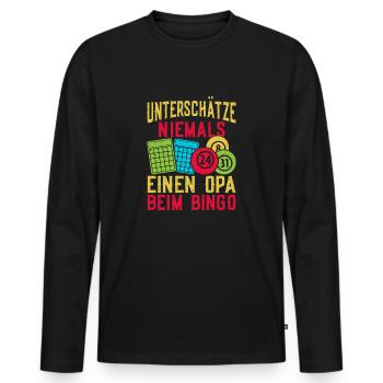 Bingo Game Unterschätze Niemals Einen Opa Bingo - Männer Premium Bio Langarmshirt - Schwarz - Vorne - Nico (187cm)