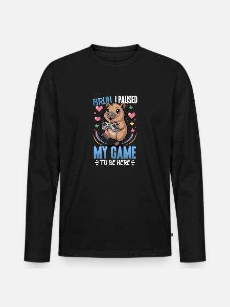 Capybara Gamer Gaming - Men's Premium Organic Long Sleeve Shirt - black