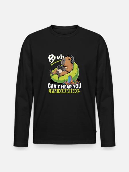 Capybara Gamer Gaming - T-shirt manches longues Premium bio Homme - noir