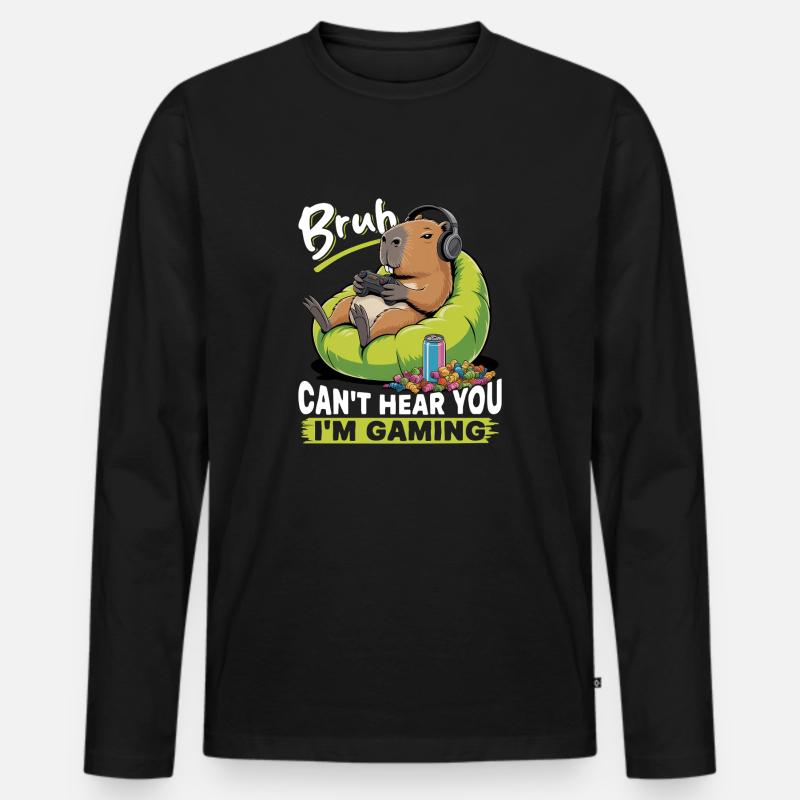 Capybara Gamer Gaming - Männer Premium Bio Langarmshirt - Schwarz