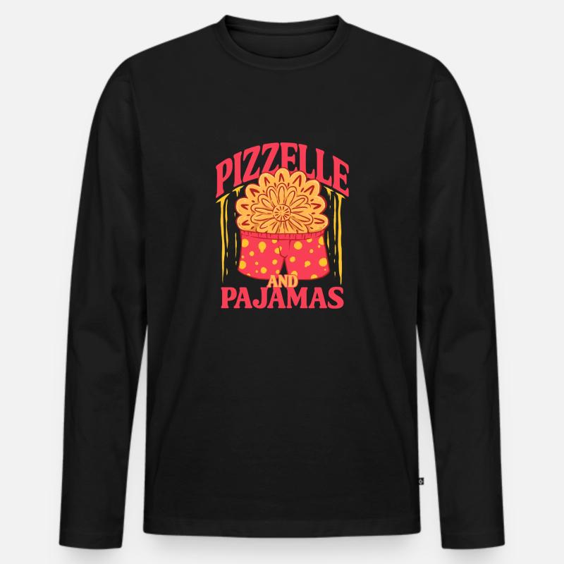 Biscuit gaufré Pizzelle et pyjama - T-shirt manches longues Premium bio Homme - noir
