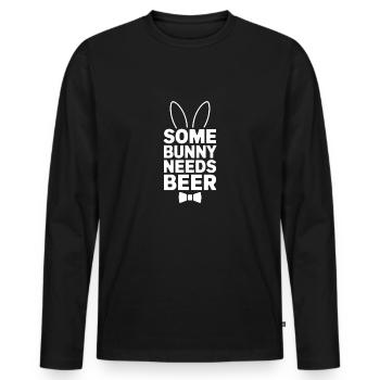 Some Bunny Needs Beer Funny Easter Motif - Men's Premium Organic Long Sleeve Shirt - black - Front - Nico (187cm)