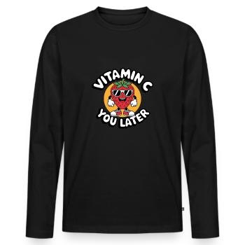 Drôle de fraise Vitamine C Fruit - T-shirt manches longues Premium bio Homme - noir - Devant - Nico (187cm)