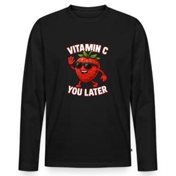 Strawberry Vitamin C Fruit Funny - Men's Premium Organic Long Sleeve Shirt - black - Front - Nico (187cm)