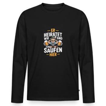 Il se marie, on est là pour boire - T-shirt manches longues Premium bio Homme - noir - Devant - Nico (187cm)