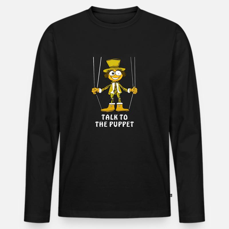 TALK TO THE PUPPET - Männer Premium Bio Langarmshirt - Schwarz