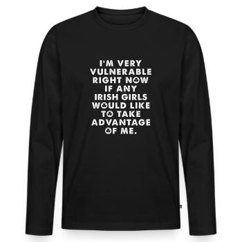 Je suis vulnérable rn Si une fille irlandaise prend - T-shirt manches longues Premium bio Homme - noir - Devant - Nico (187cm)