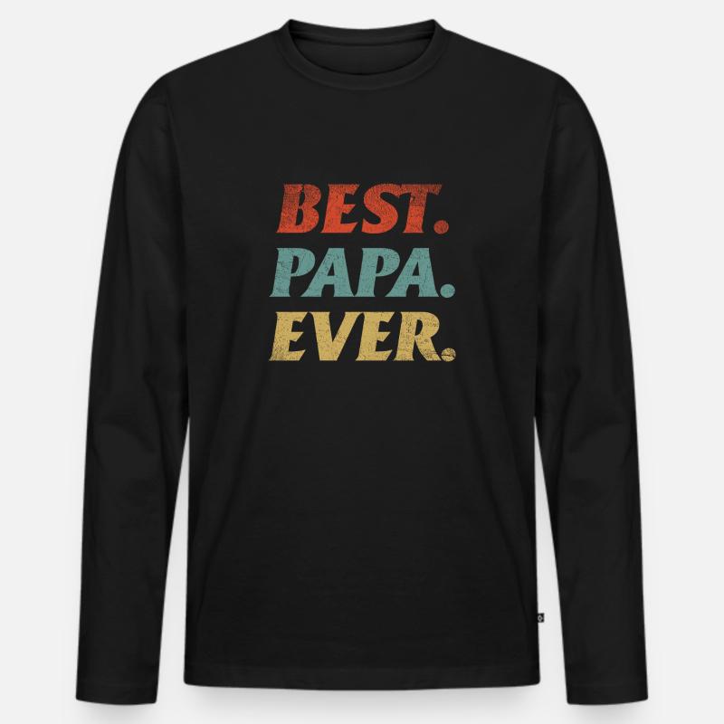 Best. Papa. Ever. - Männer Premium Bio Langarmshirt - Schwarz