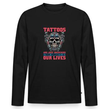 Tatoueur Les tatouages ne sont que des souvenirs Tatoueur - T-shirt manches longues Premium bio Homme - noir - Devant - Nico (187cm)