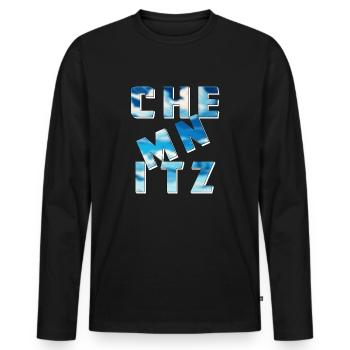 CHEMNITZ - T-shirt manches longues Premium bio Homme - noir - Devant - Nico (187cm)