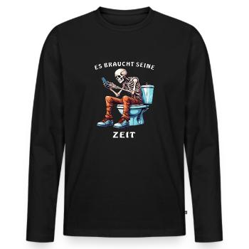 SMARTPHONE DE TOILETTE SQUELETTE - T-shirt manches longues Premium bio Homme - noir - Devant - Nico (187cm)