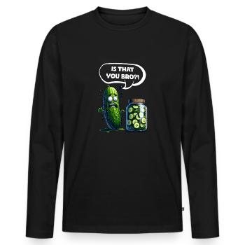C’est toi mon frère ?! Cornichon de concombre Amateurs de concombre - T-shirt manches longues Premium bio Homme - noir - Devant - Nico (187cm)